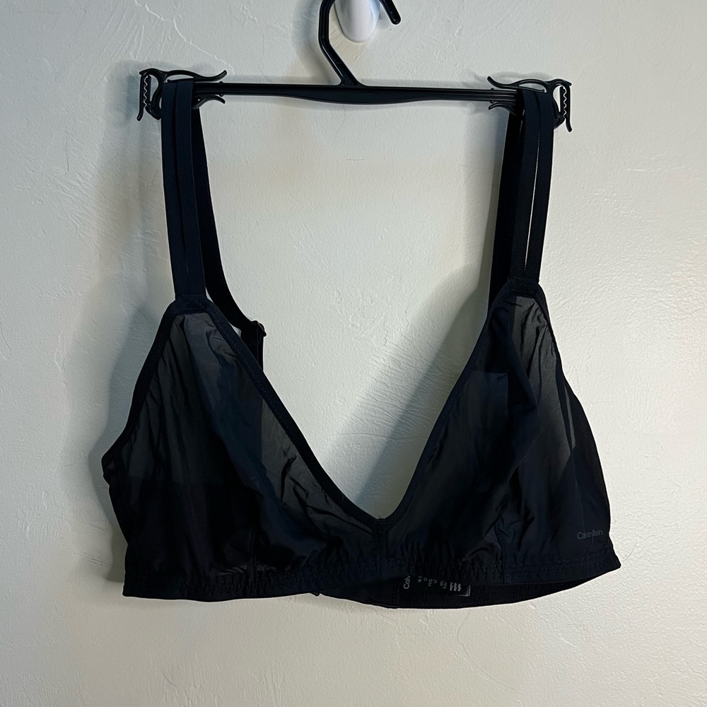 Calvin Klein Black Sheer V-Neck Bralette